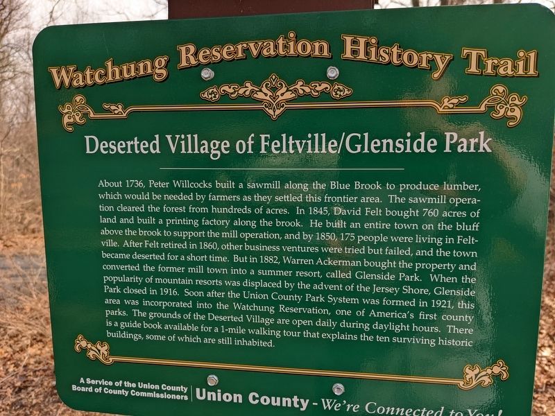 Deserted Village of Feltville / Glenside Park Marker image. Click for full size.
