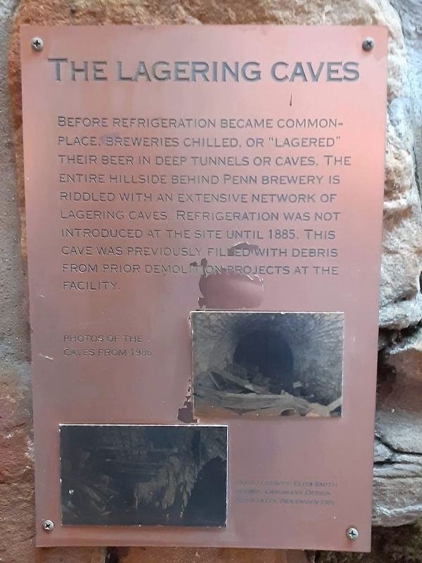 The Lagering Caves Marker is damaged. image. Click for full size.