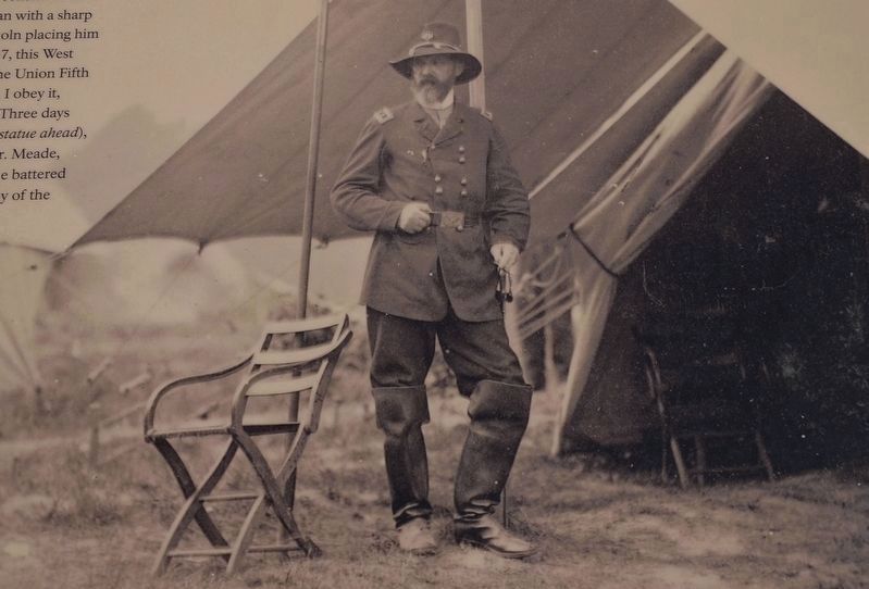 General Meade at his headquarters, photographed in 1864 image. Click for full size.