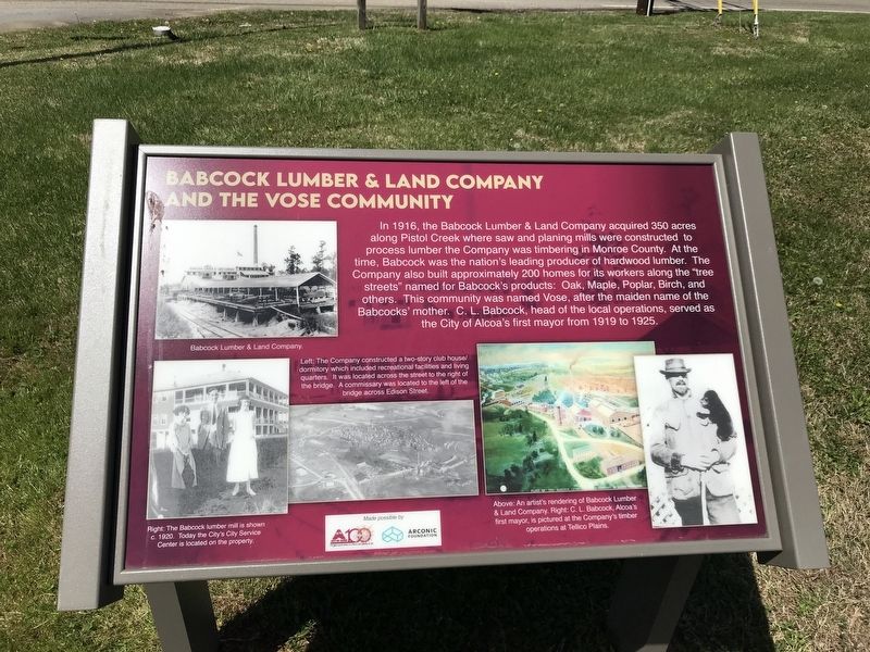 Babcock Lumber & Land Company and the Vose Community Marker image. Click for full size.