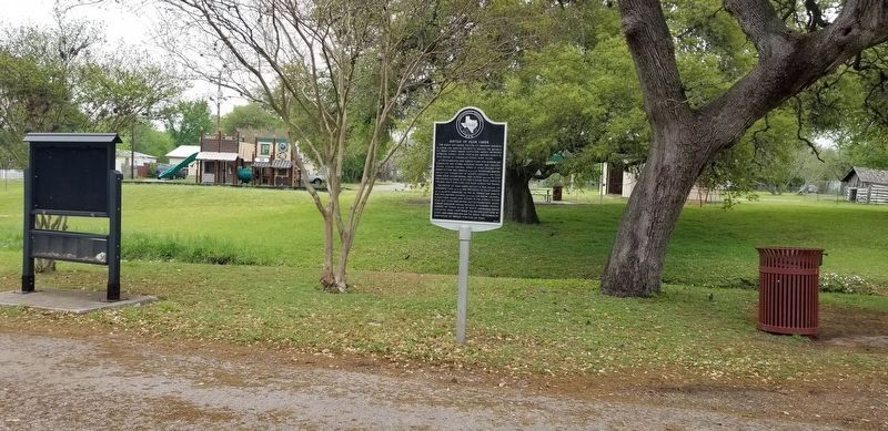 The view of the Battle of Plum Creek Marker in the Lions Park image. Click for full size.