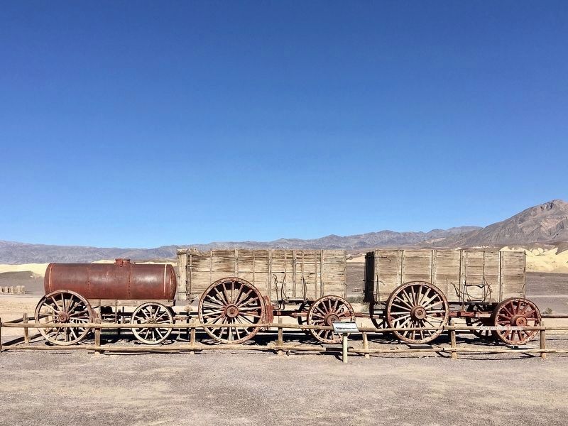 Twenty Mule Teams Marker and Original Wagons image. Click for full size.