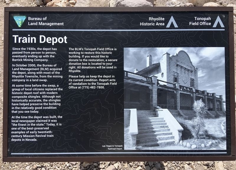 Rhyolite Train Depot Marker image. Click for full size.