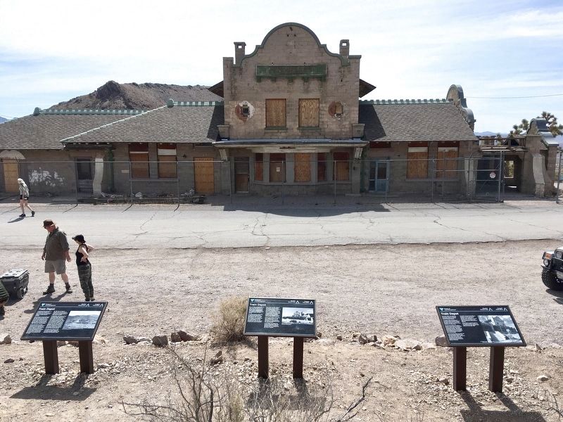 Rhyolite Train Depot Markers image. Click for full size.
