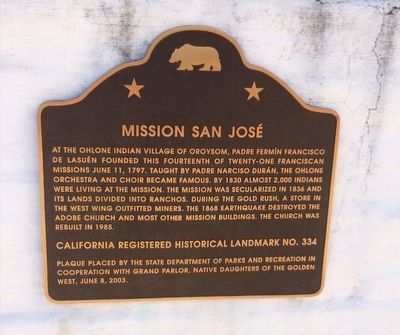 Mission San José Marker. Click for full size. Mission San José Marker image. Click for full size.