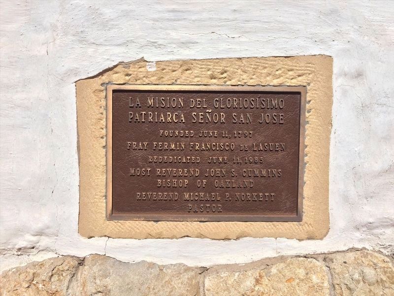 Mission San José Dedication Plaque. Click for full size. Mission San José Dedication Plaque image. Click for full size.