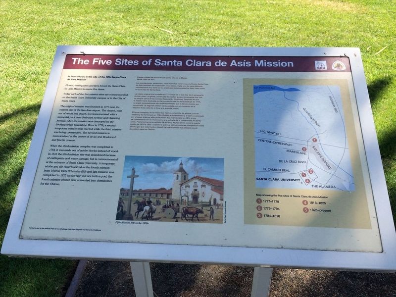 The Five Sites of Santa Clara de Ass Mission Marker image. Click for full size.
