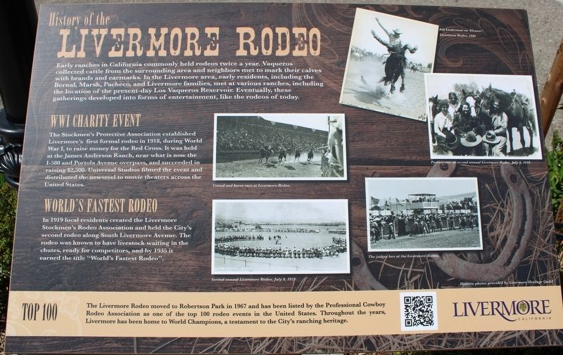 History of the Livermore Rodeo Marker image. Click for full size.