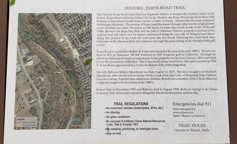 Historic Evans Road Trail Marker image. Click for full size.