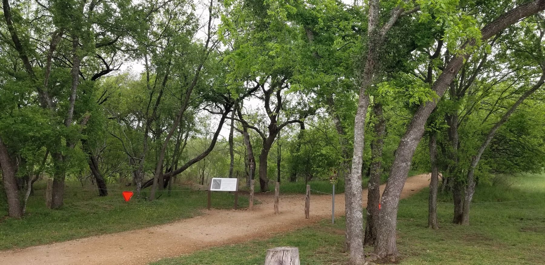 The view of the Historic Evans Road Trail and Marker from the parking lot image. Click for full size.