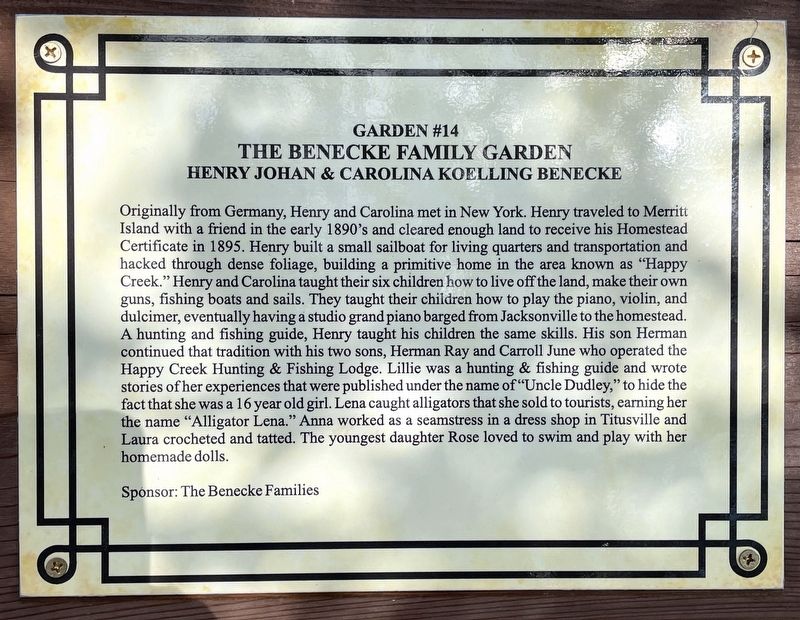 The Benecke Family Garden (Garden #14) Marker image. Click for full size.