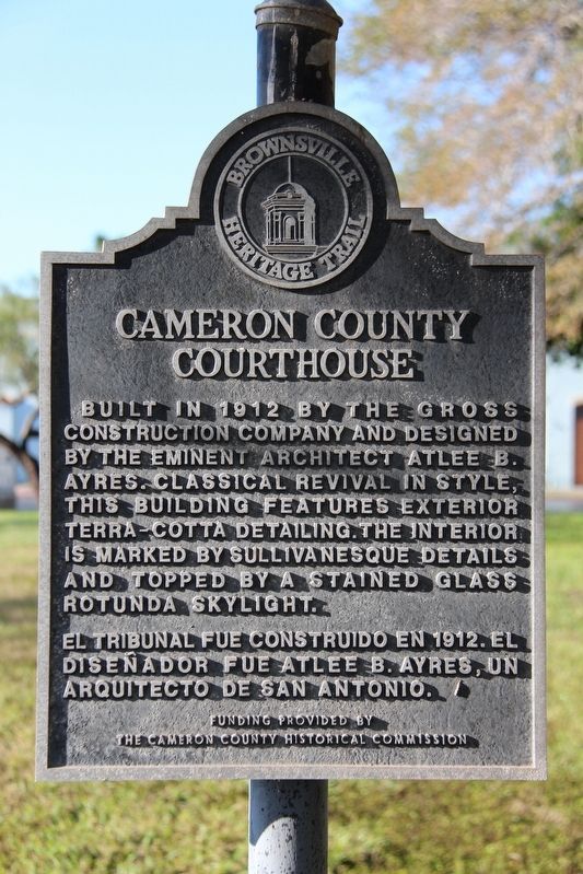 Cameron County Courthouse Marker image. Click for full size.
