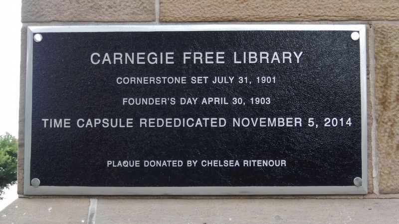 Carnegie Free Library Time Capsule Marker image. Click for full size.