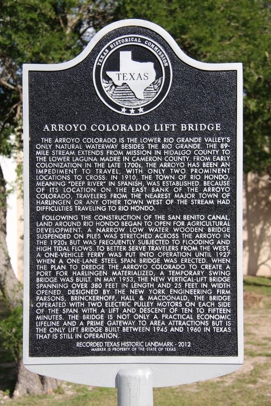 Arroyo Colorado Lift Bridge Marker image. Click for full size.