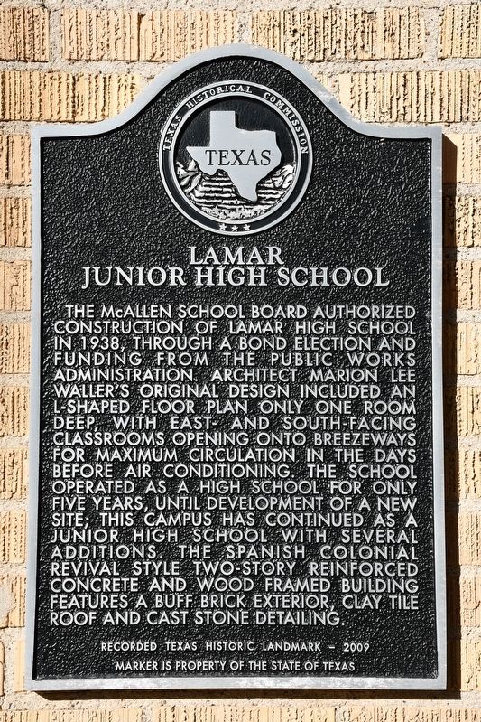 Lamar Junior High School Marker image. Click for full size.