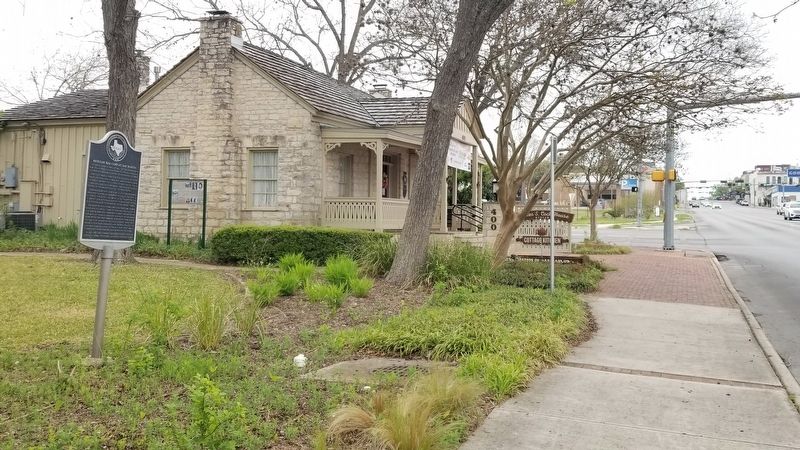The view of the Mexican War Camp at San Marcos Marker from the sidewalk. Click for full size. The view of the Mexican War Camp at San Marcos Marker from the sidewalk image. Click for full size.