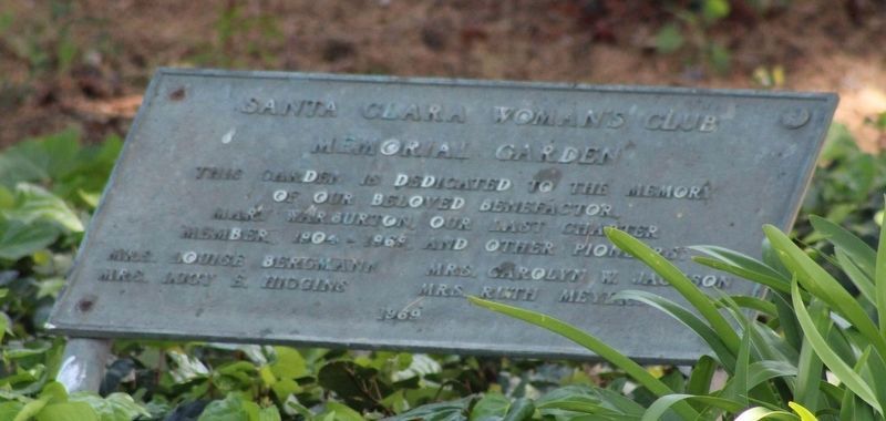 An additional Santa Clara Woman's Club Memorial Garden tablet in the adobe garden image. Click for full size.