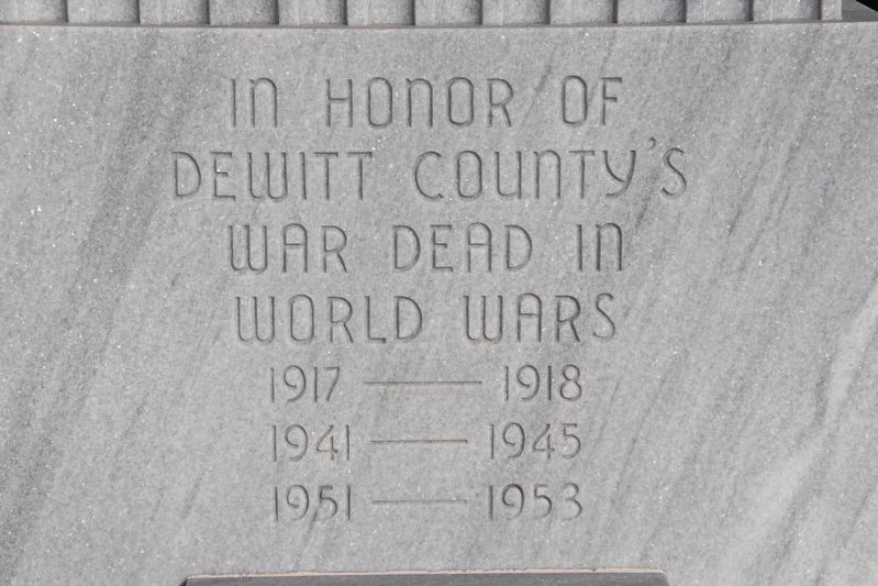 DeWitt County War Memorial detail (front) image. Click for full size.