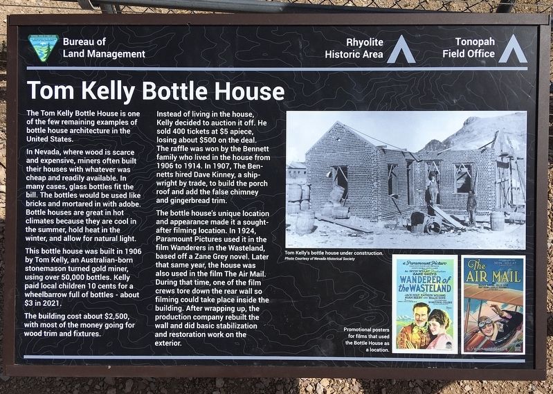 Tom Kelly Bottle House Marker image. Click for full size.