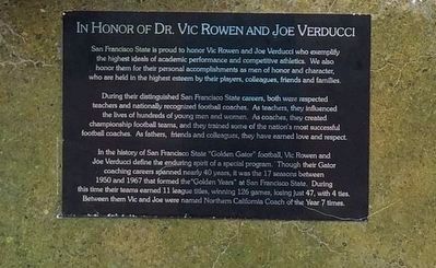 In Honor of Dr. Vic Rowen and Joe Verducci Marker image. Click for full size.