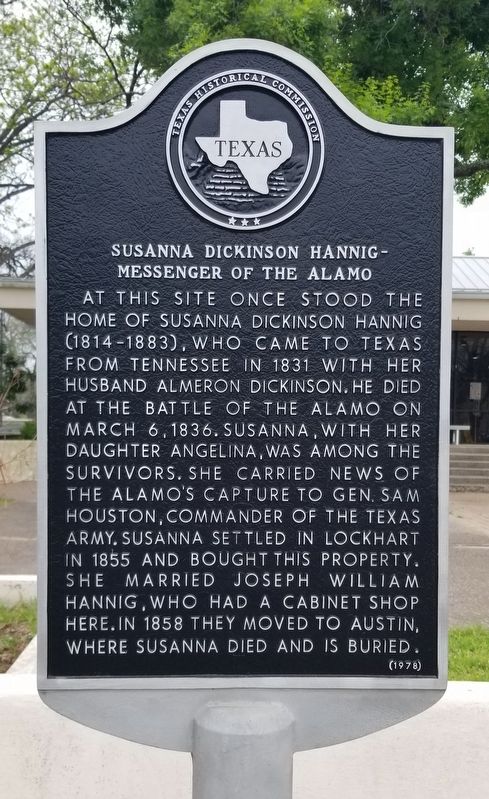 Susanna Dickinson Hannig-Messenger of the Alamo Marker image. Click for full size.