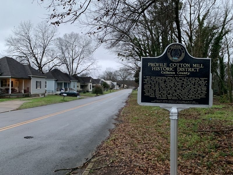 Profile Cotton Mill Historic District Marker looking west image. Click for full size.
