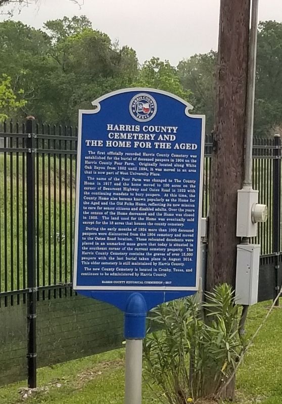 Harris County Cemetery and the Home for the Aged Marker image. Click for full size.