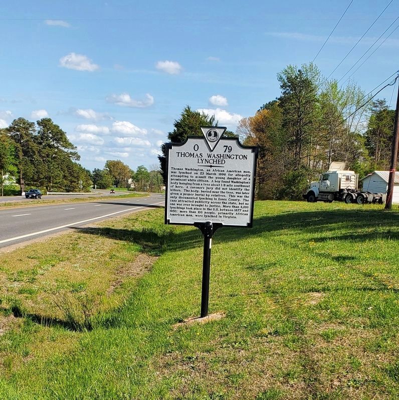 Thomas Washington Lynched Marker. Click for full size. Thomas Washington Lynched Marker image. Click for full size.