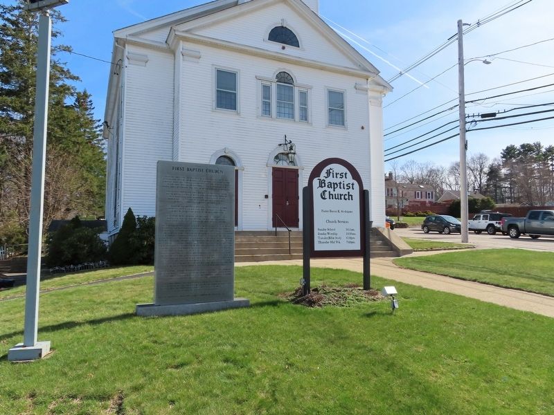 Noah Alden Marker and the First Baptist Church image. Click for full size.