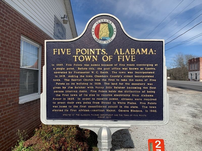 Five Points, Alabama: Town of Five Marker image. Click for full size.