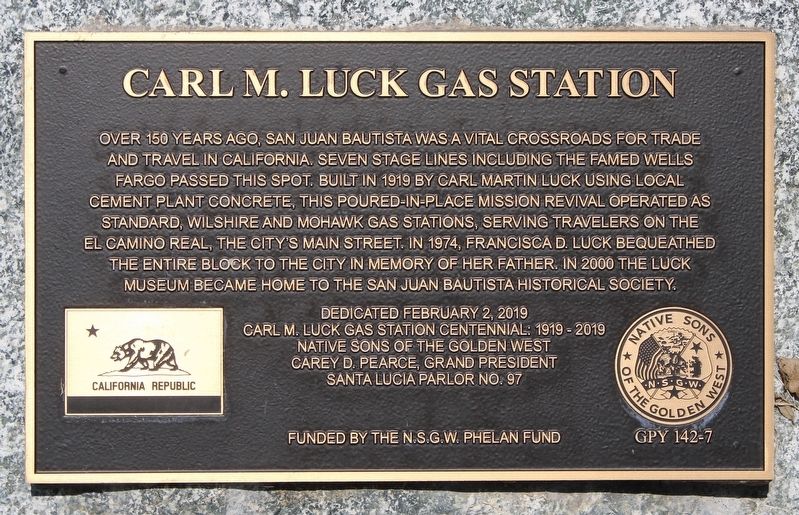 Carl M. Luck Gas Station Marker image. Click for full size.