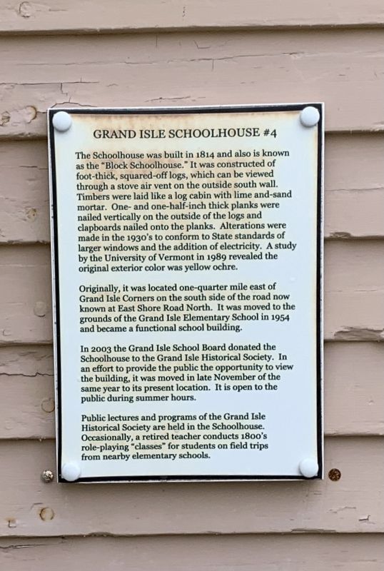 Grand Isle Schoolhouse #4 Marker image. Click for full size.
