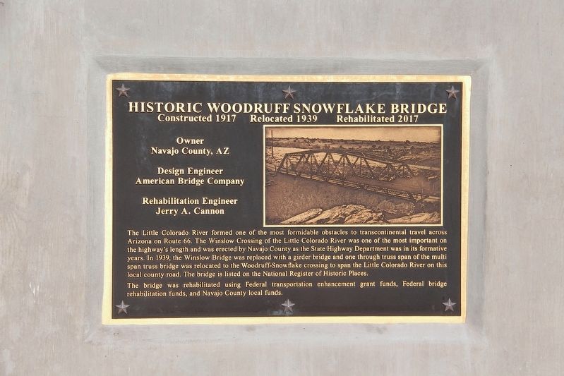 Historic Woodruff Snowflake Bridge Marker image. Click for full size.