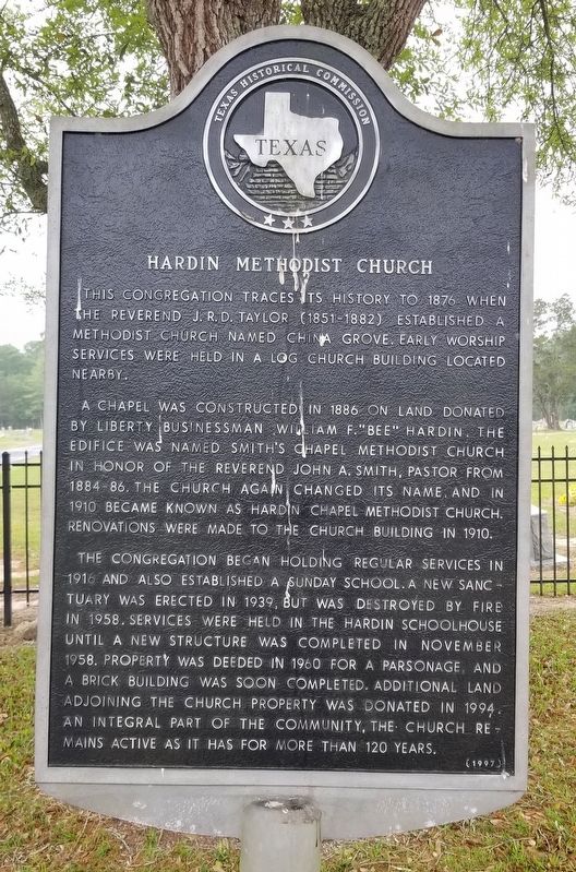Hardin Methodist Church Marker image. Click for full size.
