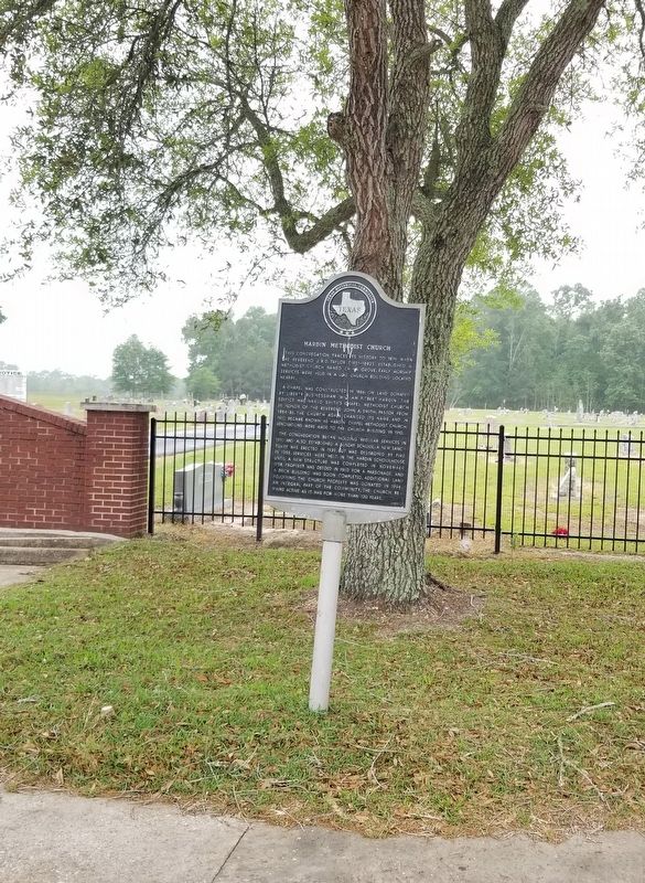 The Hardin Methodist Church Marker in front of the cemetery image. Click for full size.