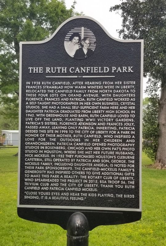 The Ruth Canfield Park Marker image. Click for full size.