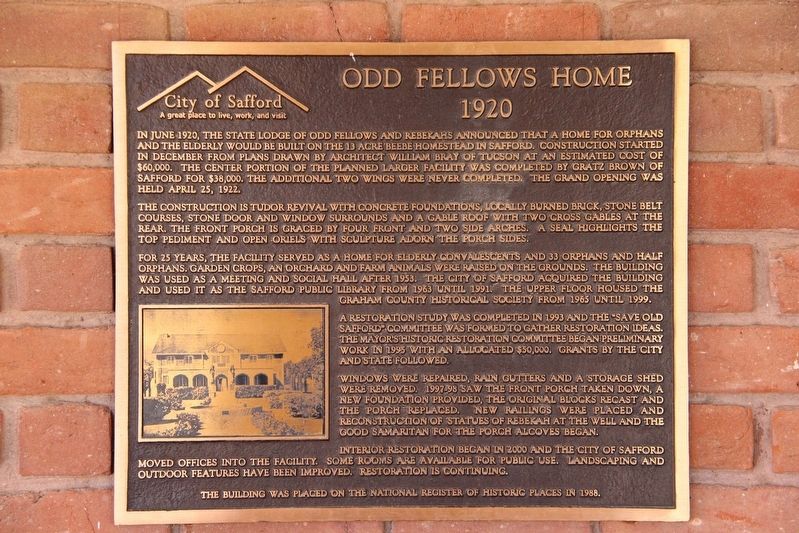 Odd Fellows Home Marker image. Click for full size.