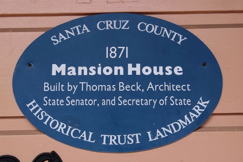 Mansion House Santa Cruz County Historical Land Trust Marker image. Click for full size.