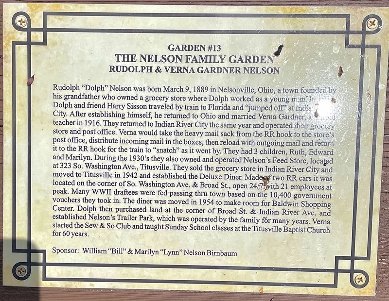 The Nelson Family Garden (Garden #13) Marker image. Click for full size.