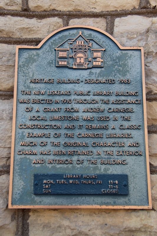 The New Liskeard Public Library Building Marker image. Click for full size.