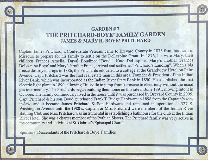 The Pritchard-Boye Family Garden Marker image. Click for full size.