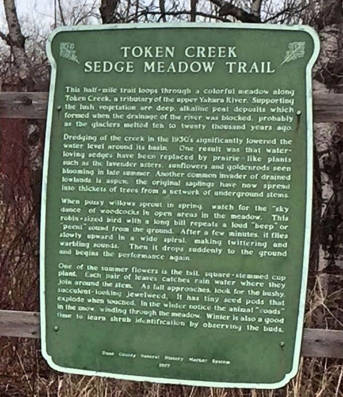 Token Creek Sedge Meadow Trail Marker image. Click for full size.