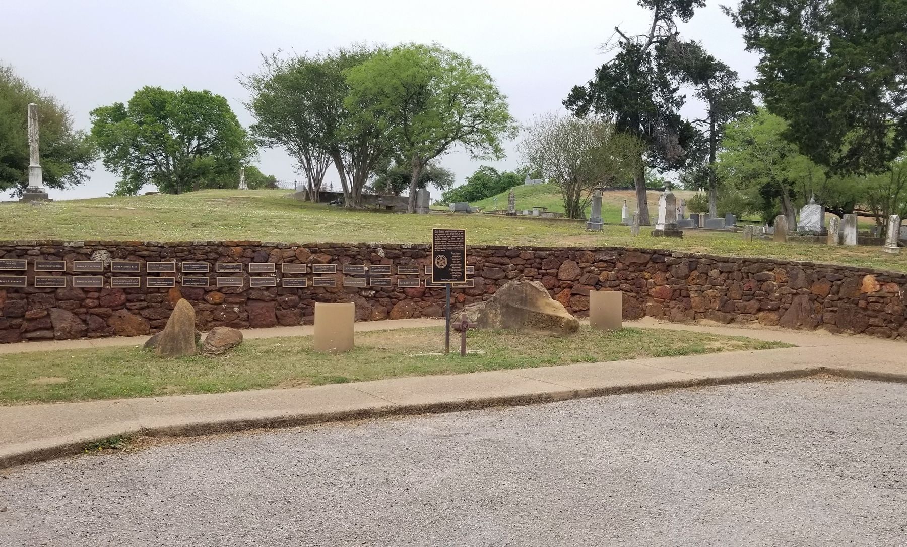 The view of the Texas Rangers Marker from the cemetery parking lot image. Click for full size.