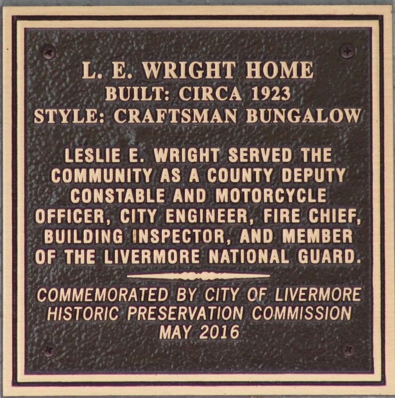 L.E. Wright Home Marker image. Click for full size.