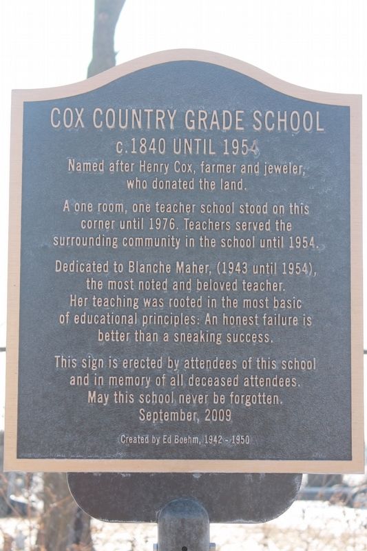 Cox Country Grade School Marker. Click for full size. Cox Country Grade School Marker image. Click for full size.