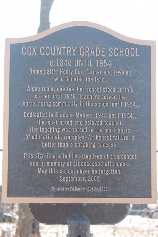 Cox Country Grade School Marker image. Click for full size.