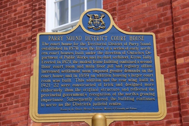 Parry Sound District Court House Marker image. Click for full size.