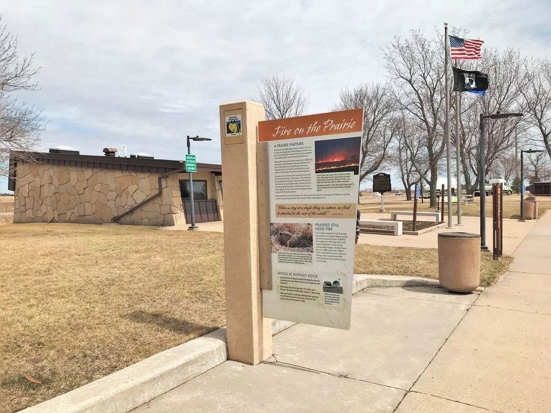 Fire on the Prairie Marker, at the Adrian East Rest Area. Click for full size. Fire on the Prairie Marker, at the Adrian East Rest Area image. Click for full size.