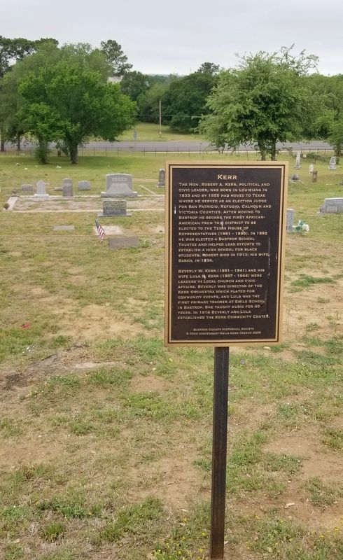 The view of the Kerr Marker in the Fairview Cemetery image. Click for full size.