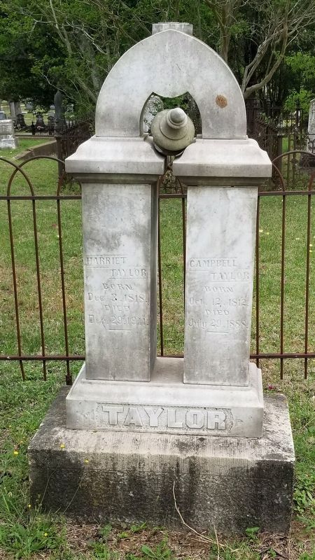 The Campbell and Harriet Taylor gravestone image. Click for full size.
